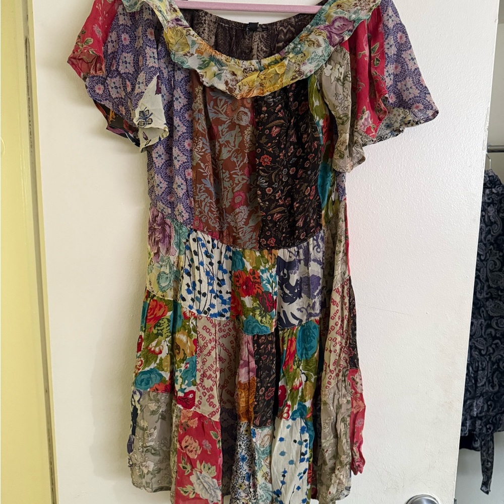 Sacred Threads Multicolor Patchwork Midi Dress